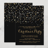 Invitation à la fête de Noël Gold Star Confetti (Devant / Derrière)