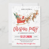 Invitation à la fête de Noël Hiver Père Noël Renne (Devant)