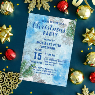 Invitation à la fête de Noël hivernale enneigée et