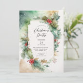Invitation à la fête de Noël Holly & Berries (Debout devant)