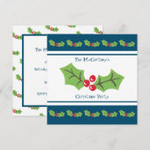 Invitation à la fête de Noël Holly & Berries perso (Devant / Derrière)