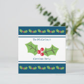 Invitation à la fête de Noël Holly & Berries perso (Debout devant)