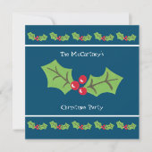 Invitation à la fête de Noël Holly & Berries perso (Devant)