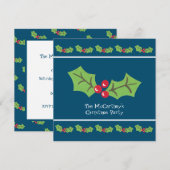 Invitation à la fête de Noël Holly & Berries perso (Devant / Derrière)