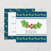 Invitation à la fête de Noël Holly & Berries perso (Devant / Derrière)