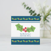 Invitation à la fête de Noël Holly & Berries perso (Debout devant)