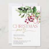Invitation à la fête de Noël Holly et Berries (Devant)