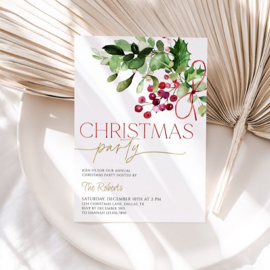 Invitation à la fête de Noël Holly et Berries