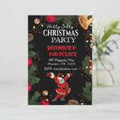 Invitation à la fête de Noël Holly Jolly Père Noël (Debout devant)