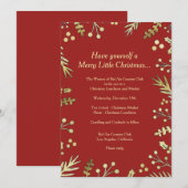 Invitation à la fête de Noël Holly rouge et or (Devant / Derrière)