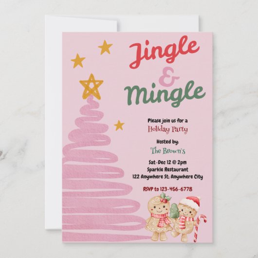 Invitation à la fête de Noël Jingle And Mingle (Devant)