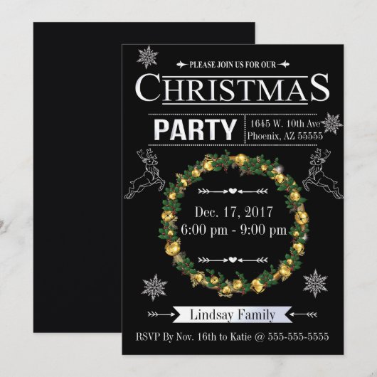 Invitation à la fête de Noël Jingle et Mingle (Devant / Derrière)