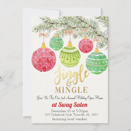 Invitation à la fête de Noël Jingle et Mingle (Devant)