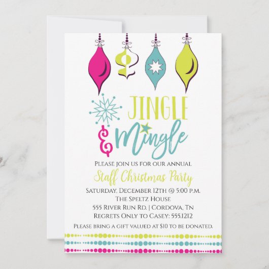 Invitation à la fête de Noël Jingle et Mingle (Devant)