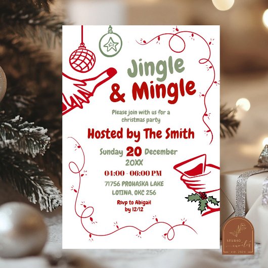 Invitation à la fête de Noël Jingle et Mingle