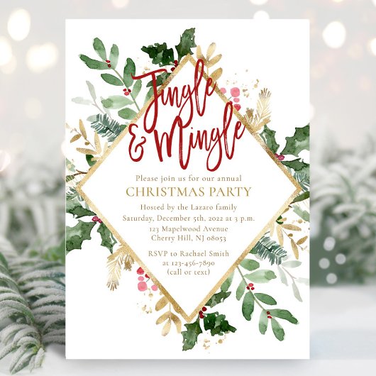 Invitation à la fête de Noël Jingle et Mingle