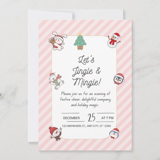 Invitation à la fête de Noël « Jingle & Mingle » – (Devant)