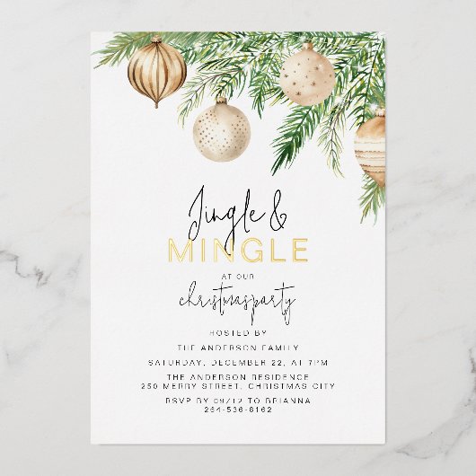 Invitation à la fête de Noël Jingle & Mingle (Recto)