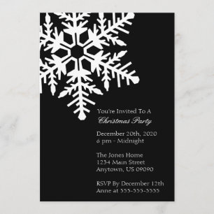 Invitation à la fête de Noël Jumbo Snowflake (Noir