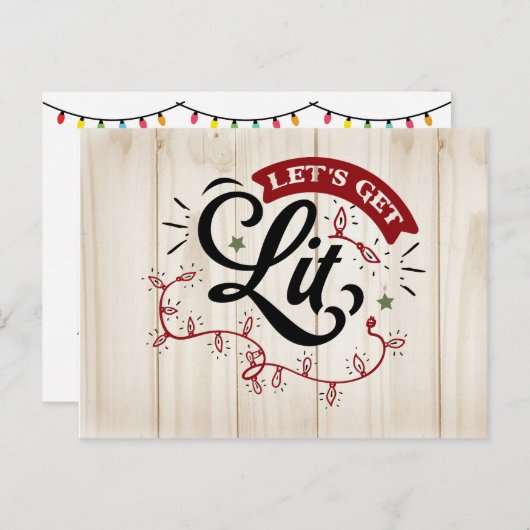 Invitation à la fête de Noël Let's Get Lit | (Devant / Derrière)