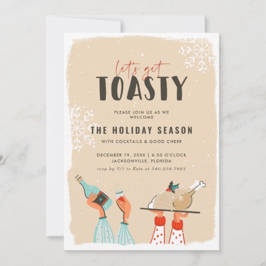 Invitation à la fête de Noël | Let's Get Toasty (Devant)
