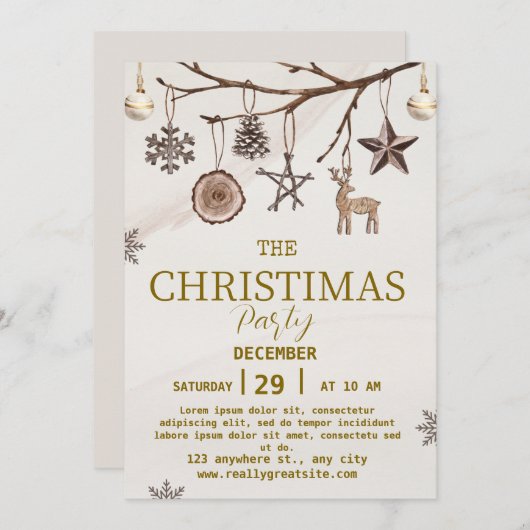 invitation à la fête de Noël marron (Devant / Derrière)