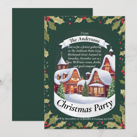 Invitation à la fête de Noël Mignonne et festive (Devant / Derrière)