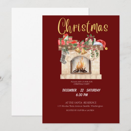 Invitation à la fête de Noël modifiable (Devant / Derrière)