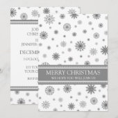 Invitation à la fête de Noël Neige gris (Devant / Derrière)