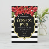 invitation à la fête de Noël noir blanc or (Debout devant)