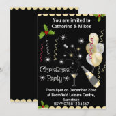 Invitation à la fête de Noël - Noir & Or (Devant / Derrière)