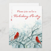Invitation à la fête de Noël Oiseaux cardinaux rou (Devant / Derrière)