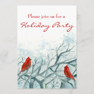 Invitation à la fête de Noël Oiseaux cardinaux rou