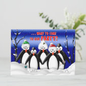 Invitation à la fête de Noël - Penquins - Humour (Debout devant)
