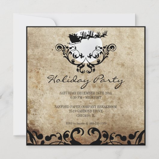 Invitation à la fête de Noël - Père Noël et Reinde (Devant)