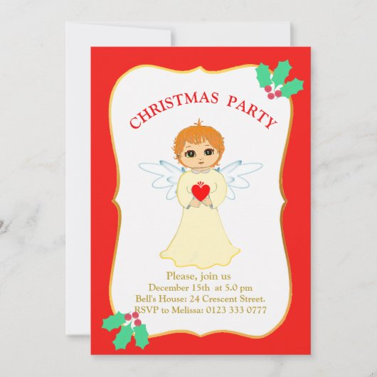 Invitation à la fête de Noël Petit Ange (Devant)