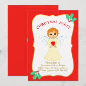 Invitation à la fête de Noël Petit Ange (Devant / Derrière)