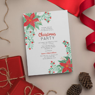 Invitation à la fête de Noël Poinsettia