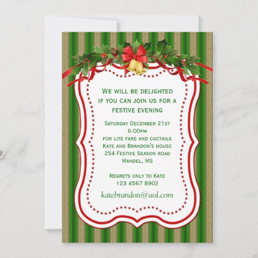 Invitation à la Fête de Noël pour les cloches d'or (Devant)