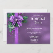 Invitation à la fête de Noël Purple Bow (Devant)