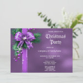 Invitation à la fête de Noël Purple Bow (Debout devant)