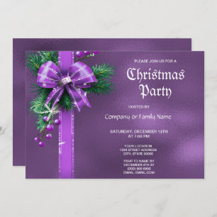 Invitation à la fête de Noël Purple Bow