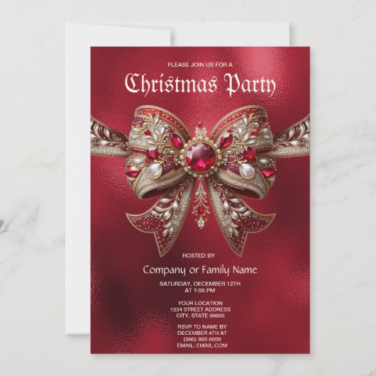 Invitation à la fête de Noël Red Bow (Devant)