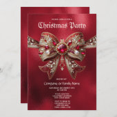 Invitation à la fête de Noël Red Bow (Devant / Derrière)