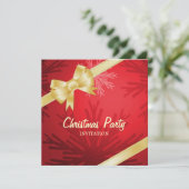 Invitation à la fête de Noël Red Golden Bow (Debout devant)