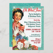 Invitation à la fête de Noël rétro Gal - Oh quelle (Devant / Derrière)