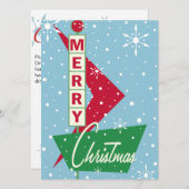 Invitation à la fête de Noël Retro Googie Sign (Devant / Derrière)