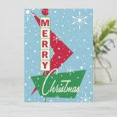 Invitation à la fête de Noël Retro Googie Sign (Debout devant)