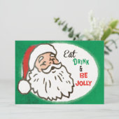 Invitation à la fête de Noël rétro Jolly Santa (Debout devant)