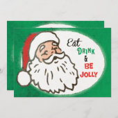 Invitation à la fête de Noël rétro Jolly Santa (Devant / Derrière)